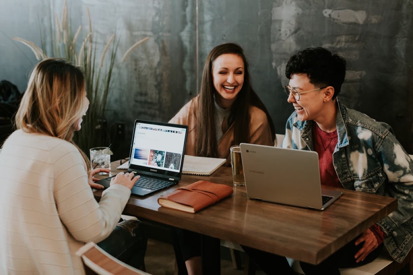 A team collaborating at work